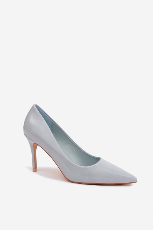 Scarpe con tacco alto blu in pelle sintetica con effetto lucido Tropessa