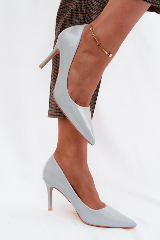 Scarpe con tacco alto blu in pelle sintetica con effetto lucido Tropessa