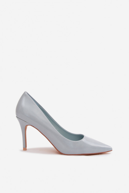 Scarpe con tacco alto blu in pelle sintetica con effetto lucido Tropessa