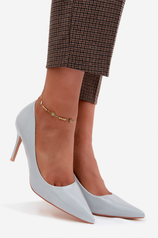 Scarpe con tacco alto blu in pelle sintetica con effetto lucido Tropessa