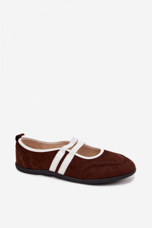 Ballerine sportive color cioccolato con cinturini elastici Donatella