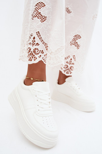 Sneakers bianche da donna con plateau in ecopelle Crosbella 2