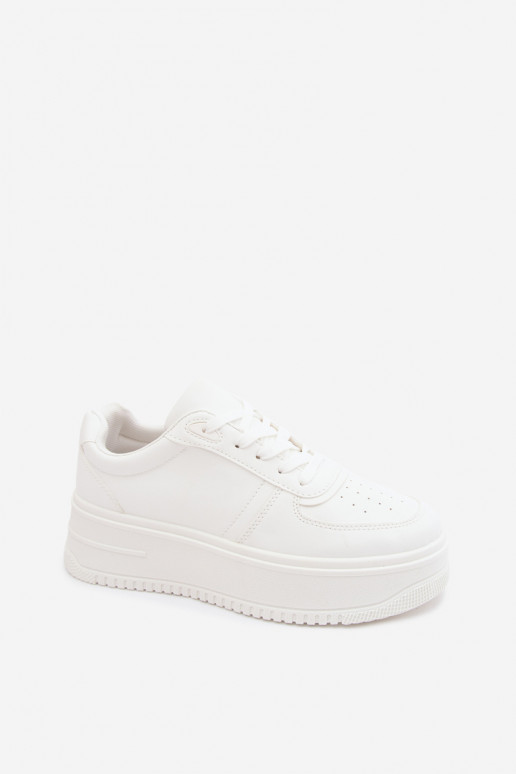 Sneakers bianche da donna con plateau in ecopelle Crosbella