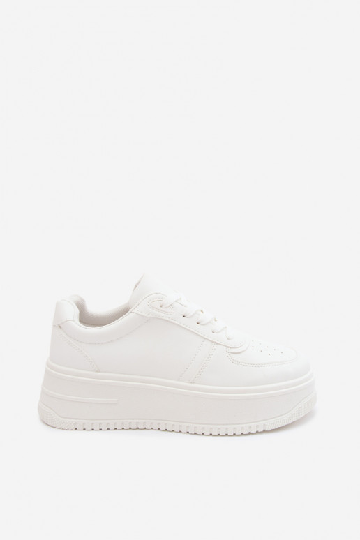 Sneakers bianche da donna con plateau in ecopelle Crosbella