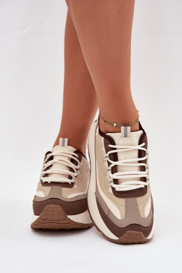 Sneakers beige da donna con piattaforma Big Star SS274002 HI-POLY SYSTEM 2