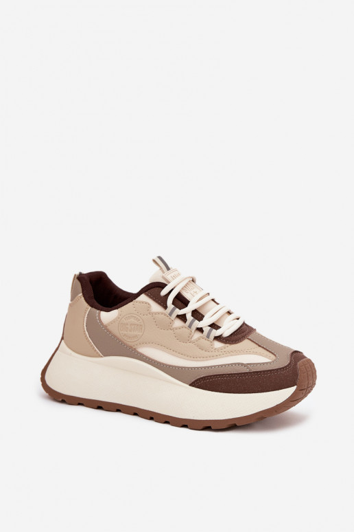 Sneakers beige da donna con piattaforma Big Star SS274002 HI-POLY SYSTEM