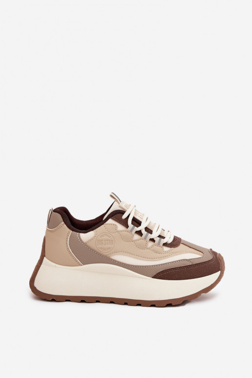 Sneakers beige da donna con piattaforma Big Star SS274002 HI-POLY SYSTEM