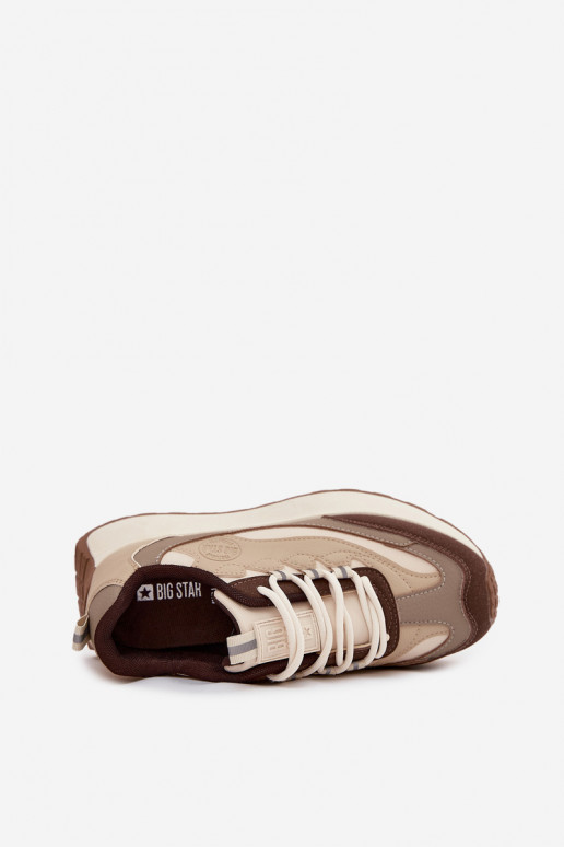Sneakers beige da donna con piattaforma Big Star SS274002 HI-POLY SYSTEM