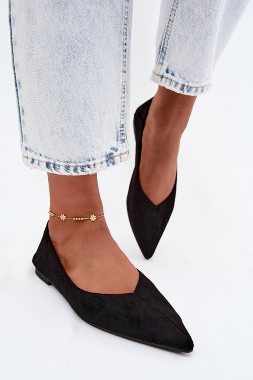 Ballerine nere a punta in suede sintetico Corabella