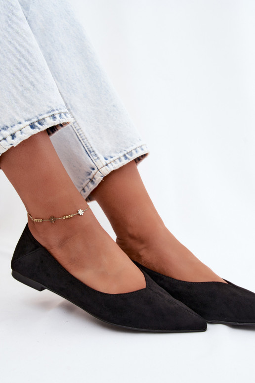 Ballerine nere a punta in suede sintetico Corabella