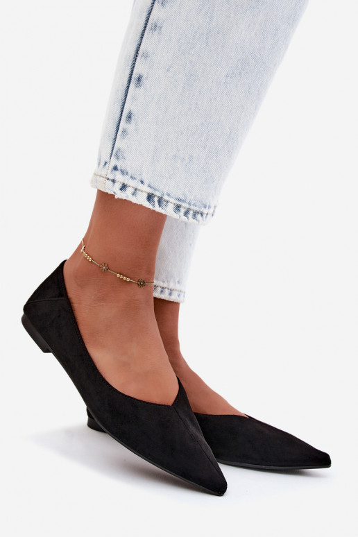 Ballerine nere a punta in suede sintetico Corabella