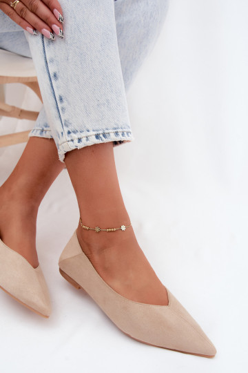 Ballerine beige a punta in suede sintetico Corabella