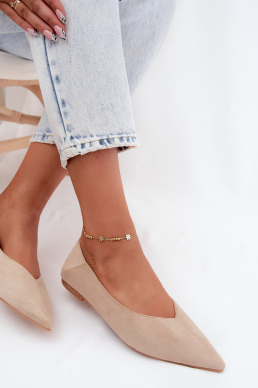 Ballerine beige a punta in suede sintetico Corabella