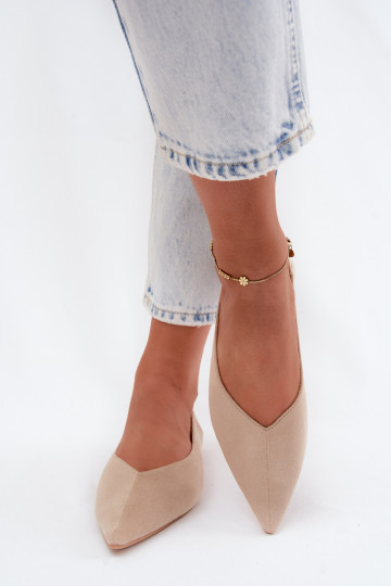 Ballerine beige a punta in suede sintetico Corabella 2