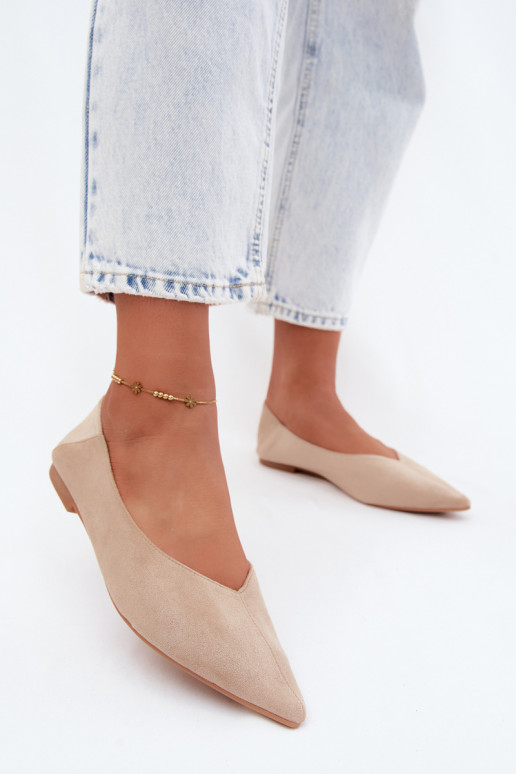 Ballerine beige a punta in suede sintetico Corabella