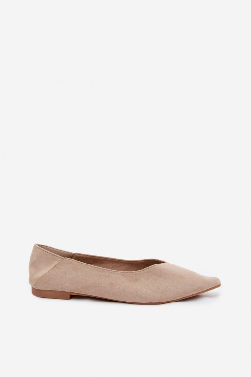 Ballerine beige a punta in suede sintetico Corabella