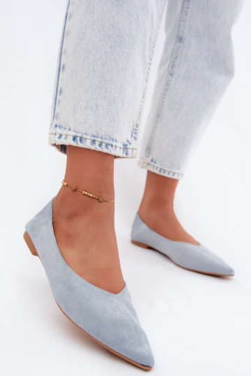 Ballerine blu a punta in suede sintetico Corabella 2