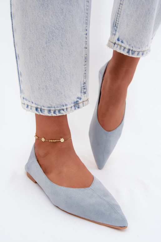 Ballerine blu a punta in suede sintetico Corabella