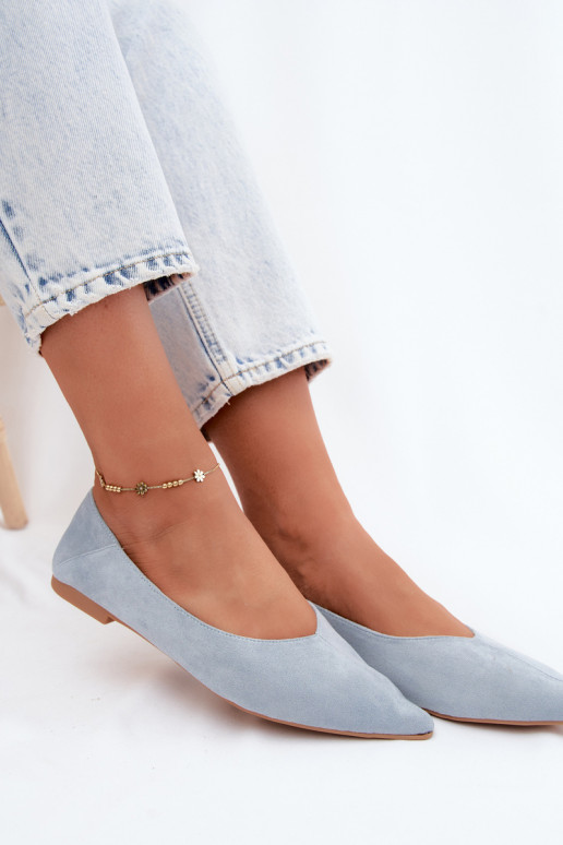 Ballerine blu a punta in suede sintetico Corabella
