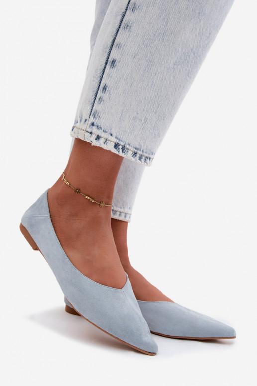 Ballerine blu a punta in suede sintetico Corabella