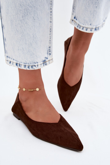 Ballerine color cioccolato a punta in suede sintetico Corabella