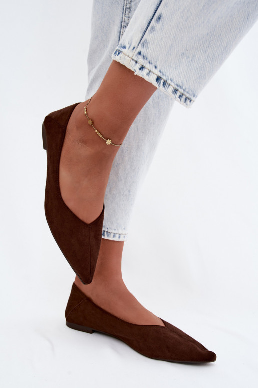 Ballerine color cioccolato a punta in suede sintetico Corabella