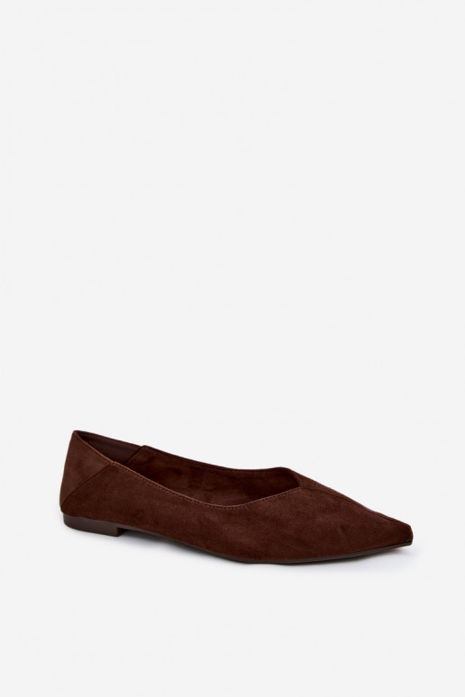 Ballerine color cioccolato a punta in suede sintetico Corabella