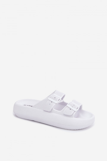 Pantofole da donna con schiuma e fasce bianche Sharmen