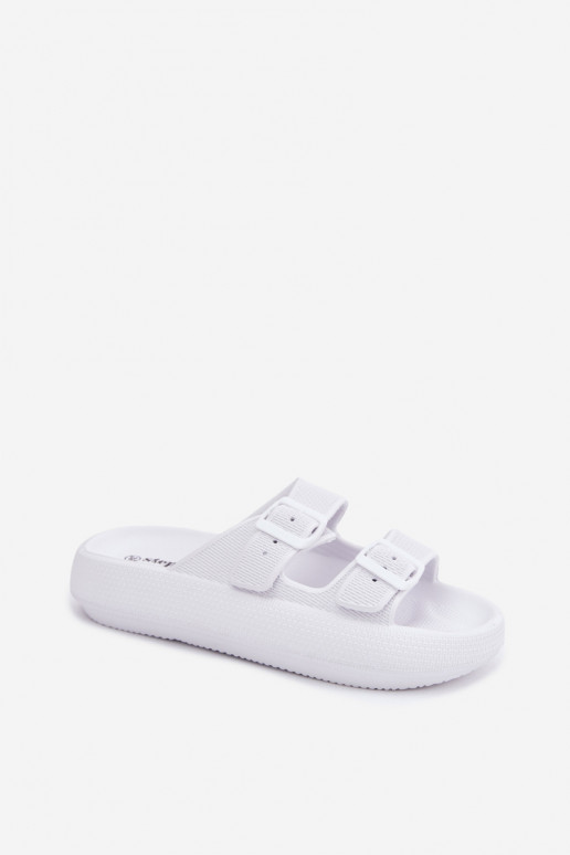Pantofole da donna con schiuma e fasce bianche Sharmen