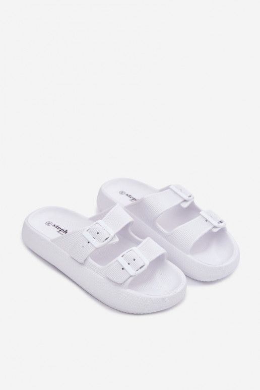 Pantofole da donna con schiuma e fasce bianche Sharmen