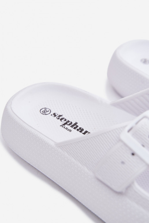Pantofole da donna con schiuma e fasce bianche Sharmen