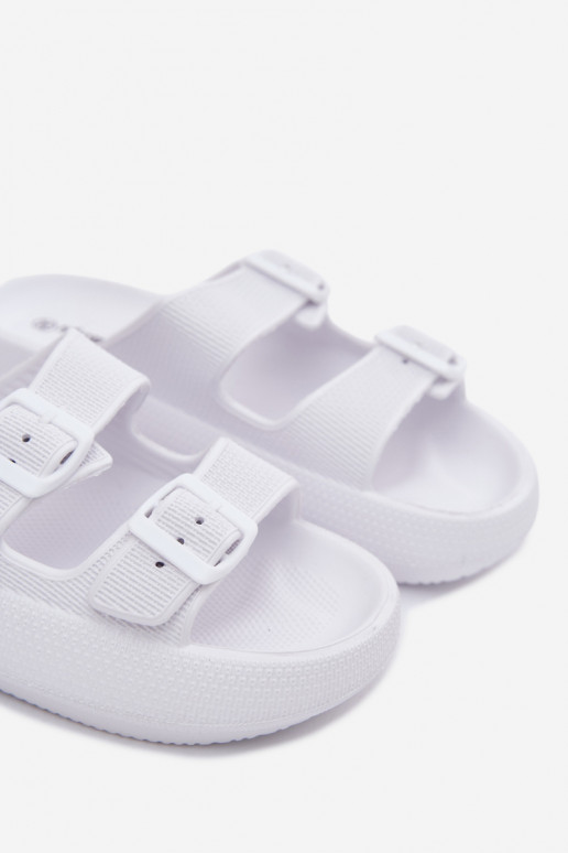 Pantofole da donna con schiuma e fasce bianche Sharmen