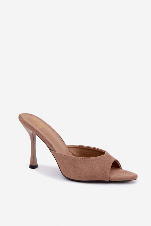Infradito con tacchi sottili in suede artificiale khaki Cherryssa