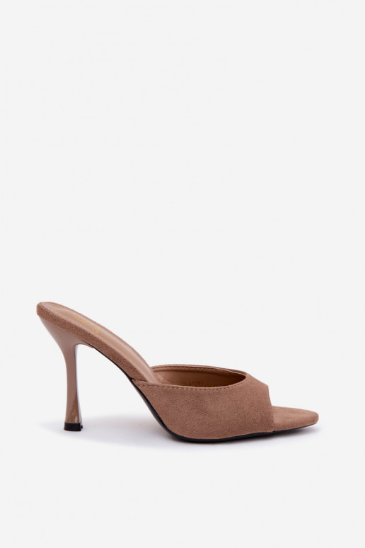 Infradito con tacchi sottili in suede artificiale khaki Cherryssa