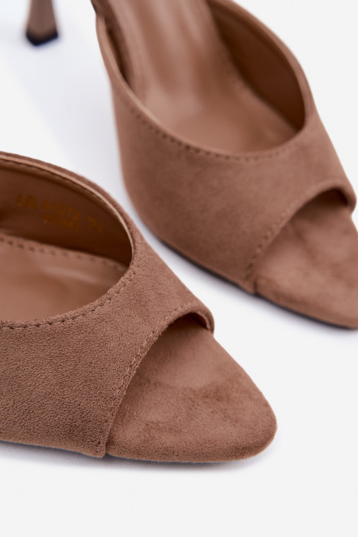 Infradito con tacchi sottili in suede artificiale khaki Cherryssa