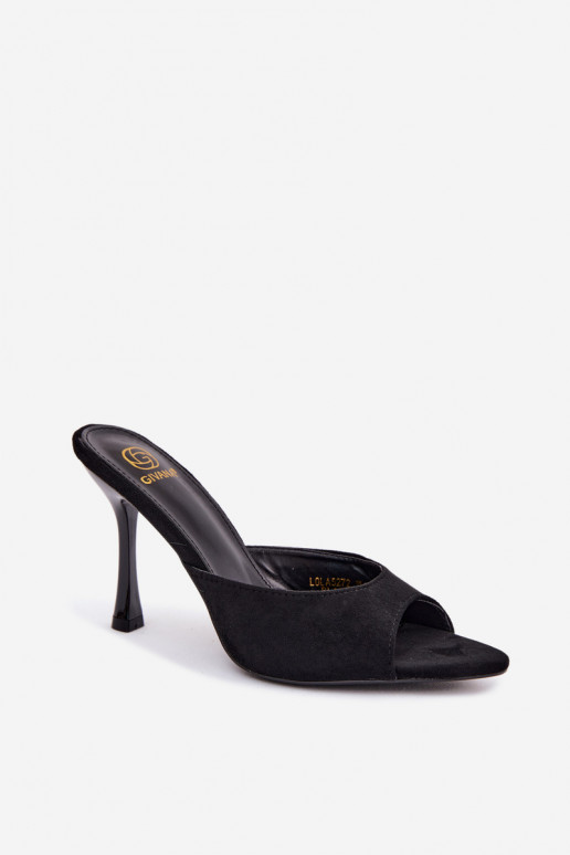Infradito con tacchi sottili in suede artificiale nero Cherryssa