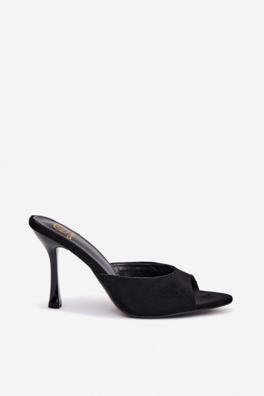 Infradito con tacchi sottili in suede artificiale nero Cherryssa