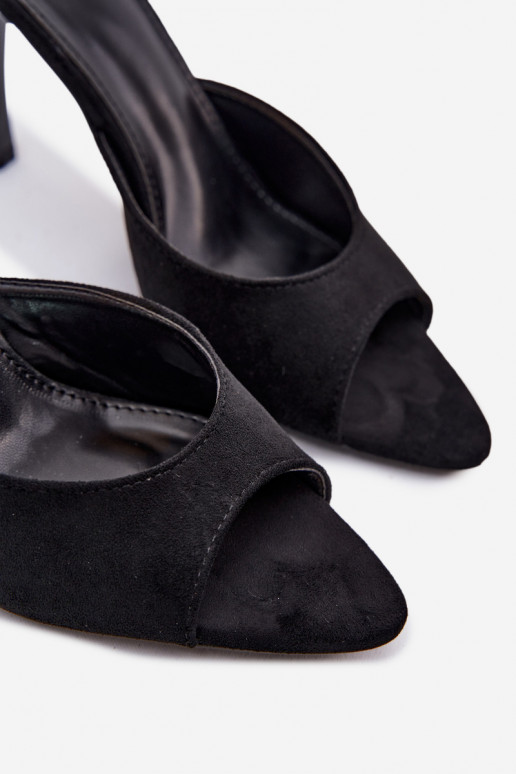 Infradito con tacchi sottili in suede artificiale nero Cherryssa
