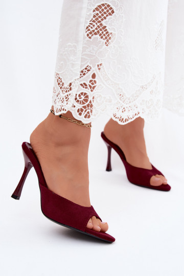 Infradito con tacchi sottili in suede artificiale bordeaux Cherryssa