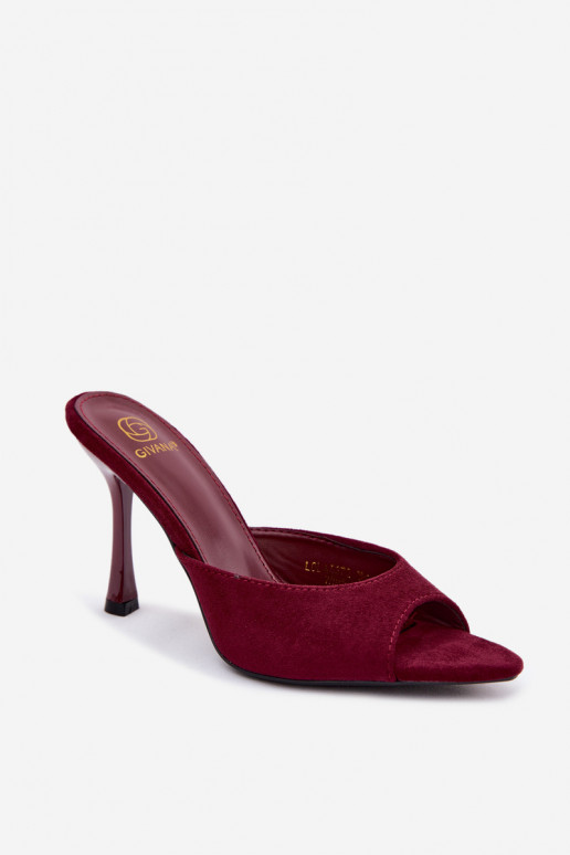 Infradito con tacchi sottili in suede artificiale bordeaux Cherryssa