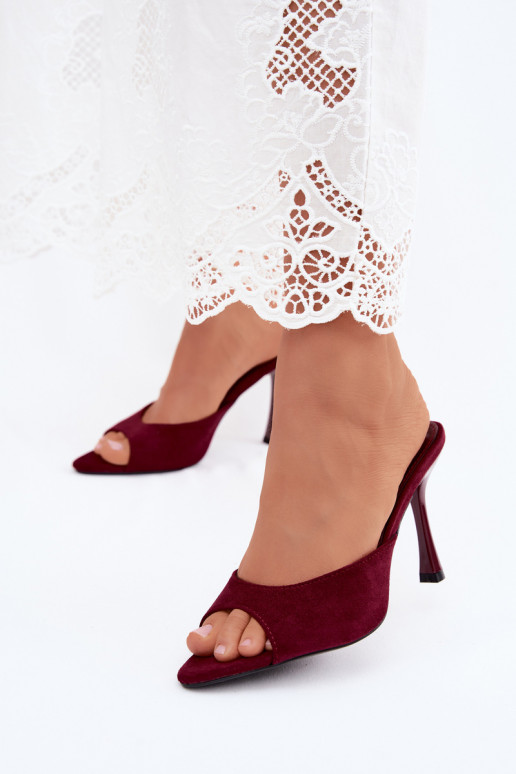Infradito con tacchi sottili in suede artificiale bordeaux Cherryssa