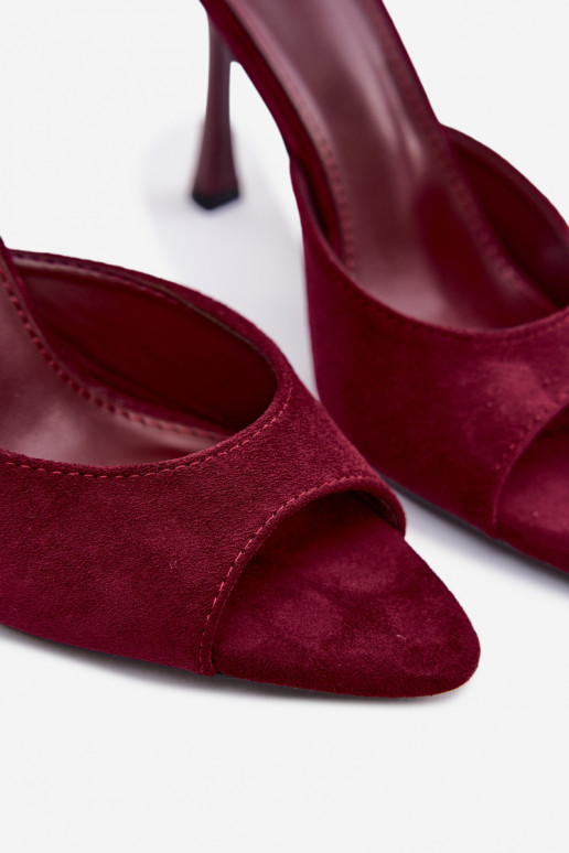 Infradito con tacchi sottili in suede artificiale bordeaux Cherryssa