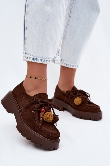 Scarpe con bei dettagli in suede artificiale cioccolato Melonia