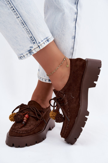 Scarpe con bei dettagli in suede artificiale cioccolato Melonia 2