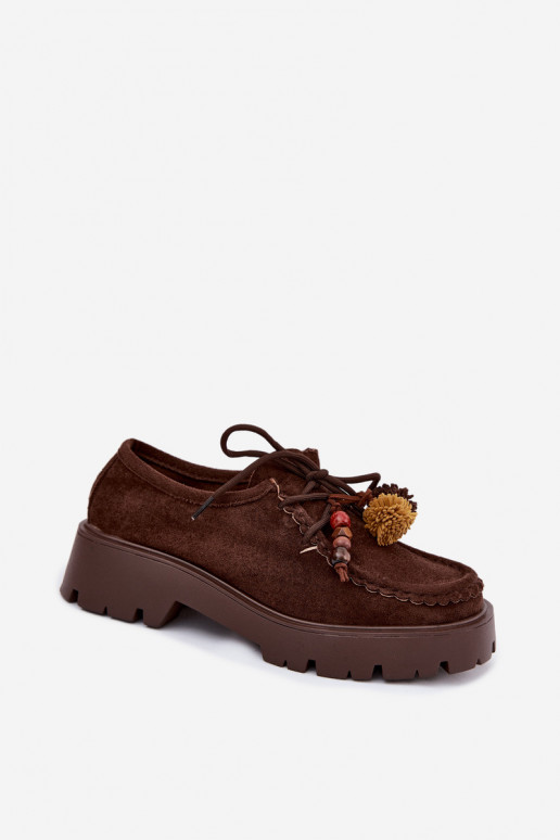 Scarpe con bei dettagli in suede artificiale cioccolato Melonia