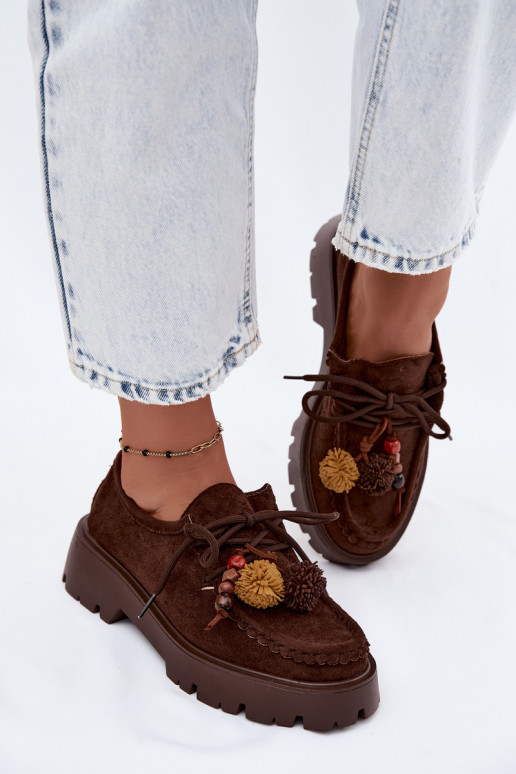 Scarpe con bei dettagli in suede artificiale cioccolato Melonia