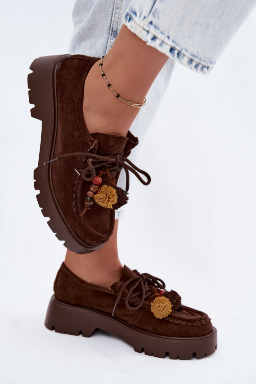 Scarpe con bei dettagli in suede artificiale cioccolato Melonia