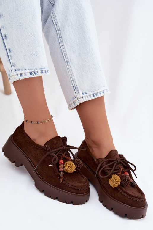 Scarpe con bei dettagli in suede artificiale cioccolato Melonia