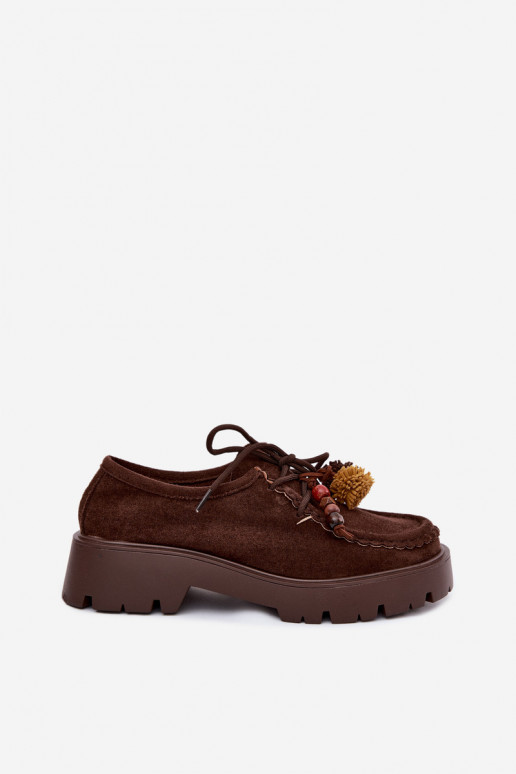 Scarpe con bei dettagli in suede artificiale cioccolato Melonia