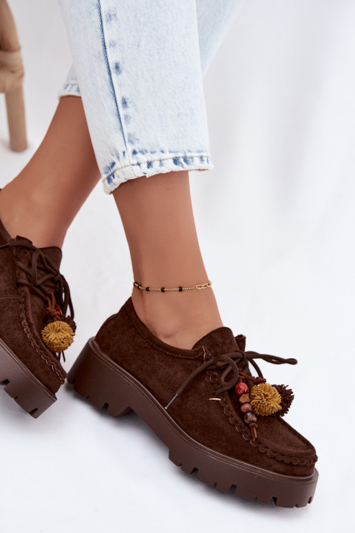 Scarpe con bei dettagli in suede artificiale cioccolato Melonia